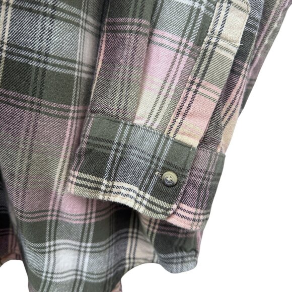 OLD NAVY Boyfriend Flannel Shirt Womens Plus Size 3X Green Plaid Button Down - Picture 7 of 8
